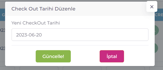 Check Out Tarihi Güncelle