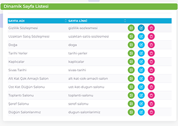 Dinamik Sayfa Listesi