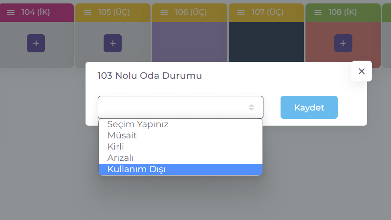 Oda Durum Menüsü